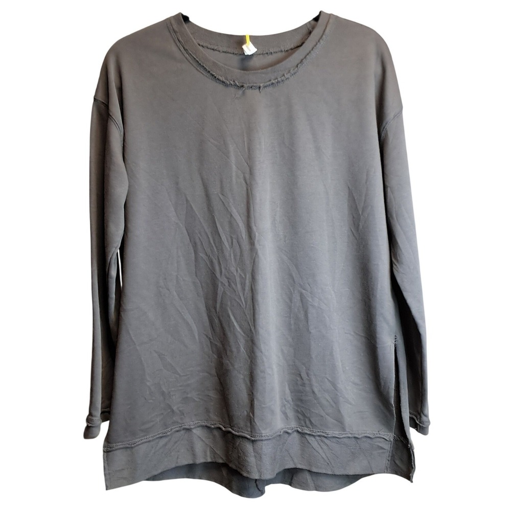 Wishlist Womens Charcoal Grey Raw Hem Oversized Long Sleeve Top S/M Side Slit